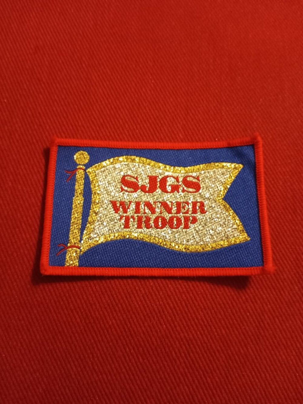 SJGS Winner Troop Scouting America metallic embroidered sew on patch applique
